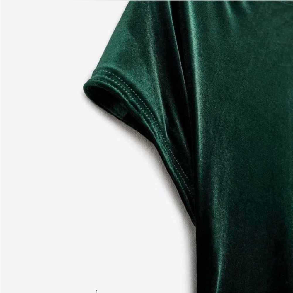 Zara Dark Green Velvet Maxi Midi Dress size M NWT - Picture 4 of 10